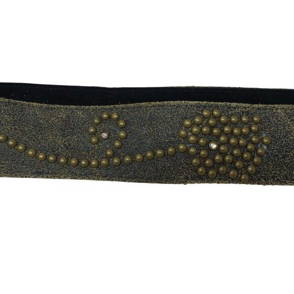 Raina Design Brown Leather Brass Studded Boho Festival Belt main image 7